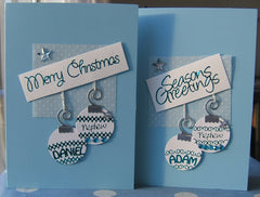 Two Blue Merry Christmas Season Greetings Cards